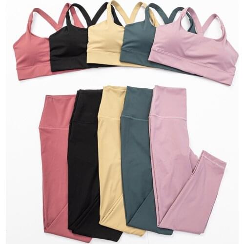 Sexy Gym Yoga Set Crop Top Summer Clothes For Women Leggings Sport Women Fitness Yoga Pants Running Bra Ensemble Femme Clothing