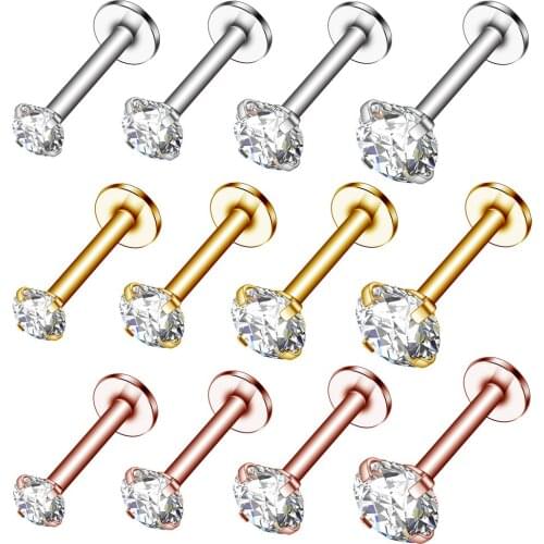 2PCS 2-5mm Helix Piercing Oreja Tragus Piercing Labret Lip Ring Earrings Studs Nose Ring Piercing Jewelry