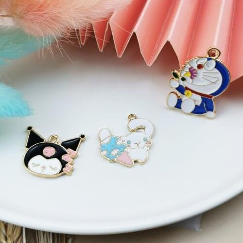 ApeUr 10pcs Cartoon Cat Bunny Earrings Pendant Lovely Enamel Metel Charms Fit DIY Jewelry Accessory Bracelet Dangle Hair Finding