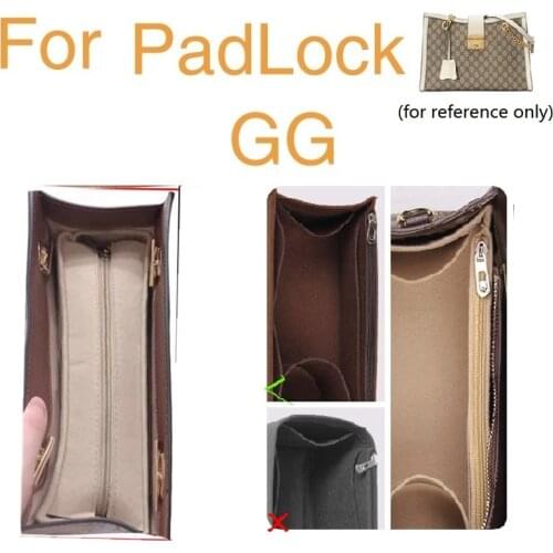 Fits For Double G Padlock Handbag Organize Zipper Bag Insert Base Shaper Felt Toiletry Storage Bags Travel cosmetic Bag Girl