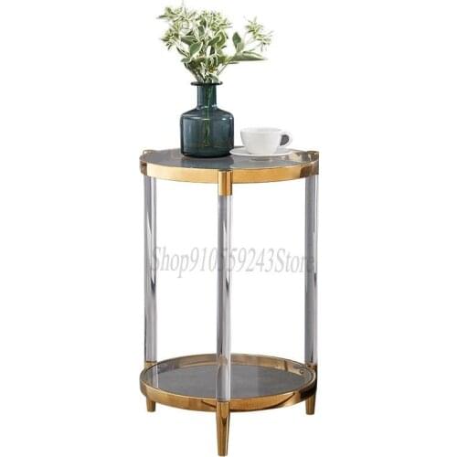 Light Luxury Post-modern Side Table Simple And Fashionable Hong Kong Style Living Room Sofa Side Table Round Gilded Stainless St