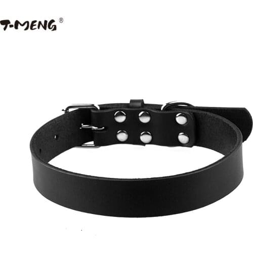 T-MENG Pet Products Solid Genuine Leather Dog Collar Classic Pet Necklace Small Large Soft Leather Pet Dog Collars Neck Strap 21