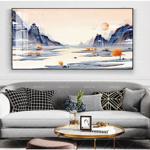 Embelish Chinese Style Colorful Mountains Landscape Wall Art Pictures For Living Room HD Canvas Paintings Modern Home Decor Arts