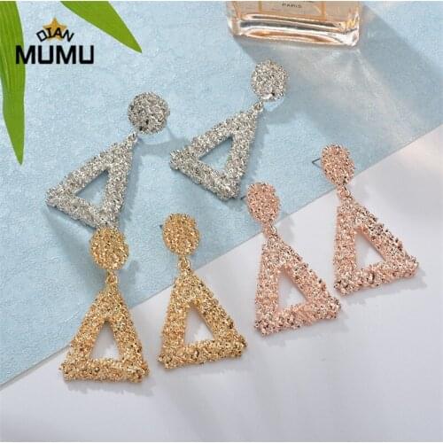 Vintage Alloy Triangle Earrings Womens Multicolor Shiny Party Gift Jewelry Fashion Bohemian Dangle Earrings
