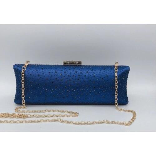 Long Chain Women Shoulder Messenger Bag Blue Diamond Crossbody Phone Money Purse Wedding Party Small Crystal Evening Clutches