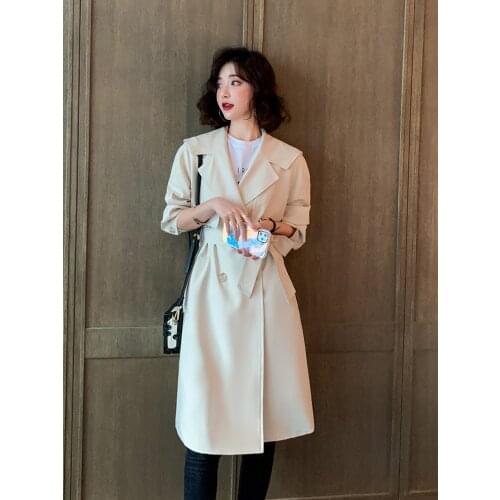 Windbreaker womens middle long British style 2021 spring new high-end temperament small coat