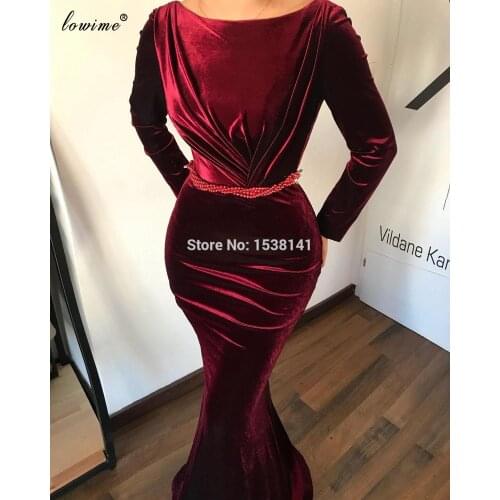 Arabic Plus Size Wine Evening Dresses Long Mermaid Formal Evening Gowns Turkish Couture Sexy Robe De Soiree Women Wedding Party