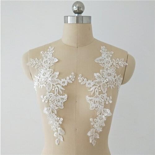 10 PCS French Lace Wedding Dress Applique DIY Bridal Headdress Ivory Lace Collar Lace Fabric Patch