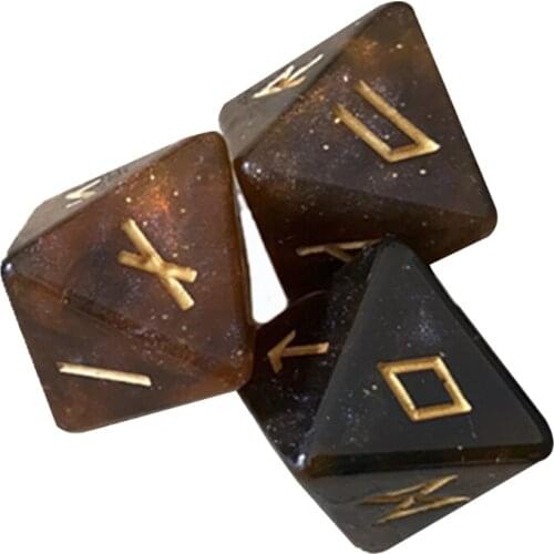 3 Pcs 8-Sided Rune Dice Resin Assorted Polyhedral Dices Set Divination Table Board Roll Party Cards Playing Game Toy 62KF