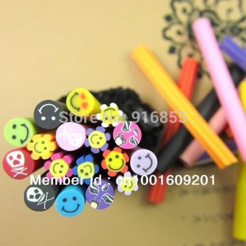 New 100PCS 3D Smiling Face Mix Fimo Clay Slice Nail Art diy free shipping