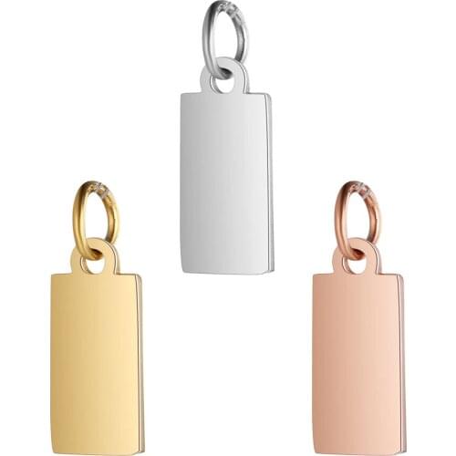 5pcs/lot 100% Stainless Steel Mirror Polished 14mm Oblong Tag Charm Pendant for Bracelet Necklace Jewelry Making Tag