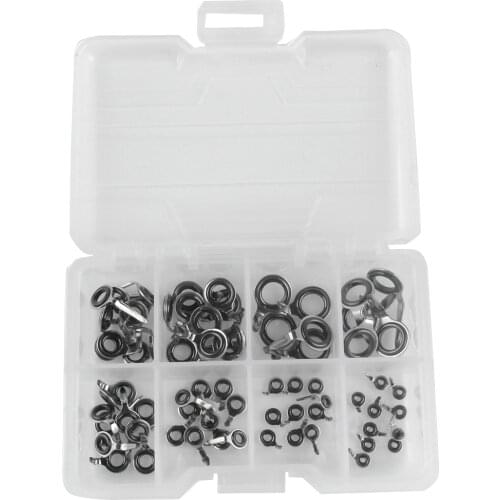 70pcs Fishing Rod Guides Parts Single Leg Rod Eye Rings DIY Rod Repair Kit for Reservoir Pond River Ocean Boat Fishing