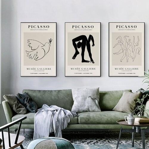 Picasso and The Peace Abstract Nordic Canvas Painting Wall Art Nordic Posters and Prints Wall Pictures for Living Room Decor