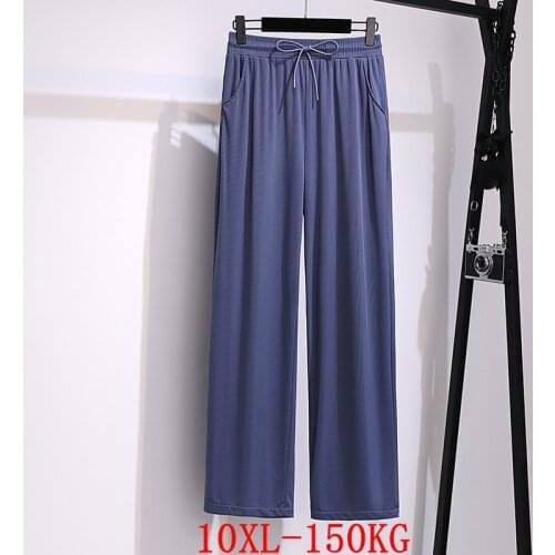 Large size womens casual pants pocket large size 7XL 8XL 9XL 10XL summer casual high waist loose black trousers sports 52 54 56