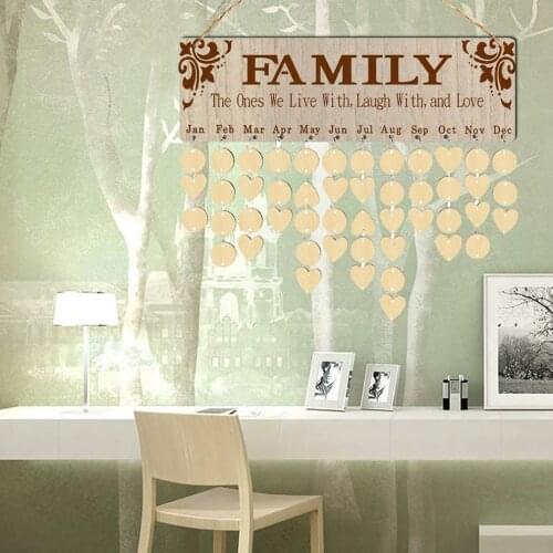 Hot Wooden Calendar Listing Family And Friends Birthday Calendar Reminder Board DIY Creative Home Decoration Calendar Plaque
