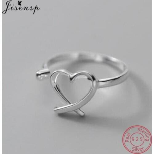 Genuine 925 Sterling Silver Ring Temperament Sweet Hollow Love Heart Finger Rings for Women Girlfriend Silver 925 Jewelry Gift