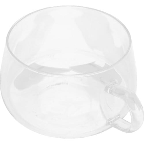 200ml Round Double Wall Layer Borosilicate Clear Drinking Cup Coffee Tea Mugs with Handle For Home Office Flower Tea Cups