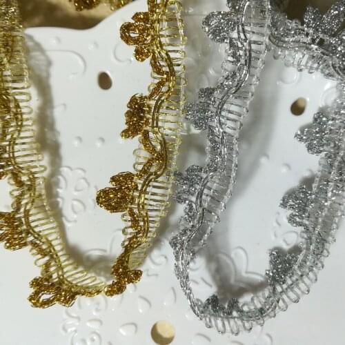 1Yard High Quality Gold Lace Fabric Applique Wide 2cm Ribbon Lace Gold Trim Guipure Curtain Laces Sewing Trimmings dentelle LA36