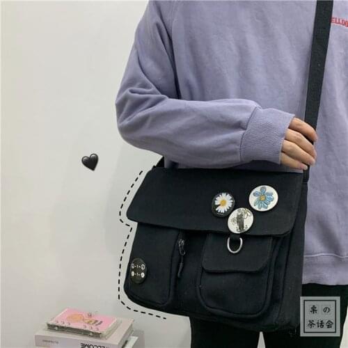 Girl Literary Crossbody Bags for Women Japanese College Cute Cartoon Shoulder Bag Korean Harajuku High School Student Bookbags