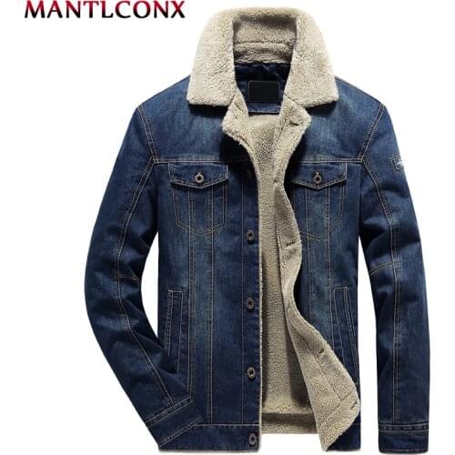 MANTLCONX Winter Men Jeans Jacket and Coat Warm Fleece Thick Denim Jacket 2020 Winter Fashion Mens Jean Jacket Male Outwear 6XL