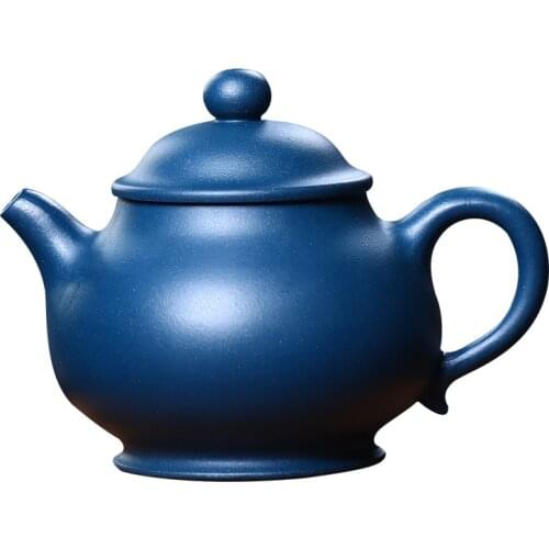 Exquisite Sketch Purple Clay Teapot Handmade Yixing Original Mine Azure Clay Pan Teapot 150ml Teapot Kung Fu Tea Set