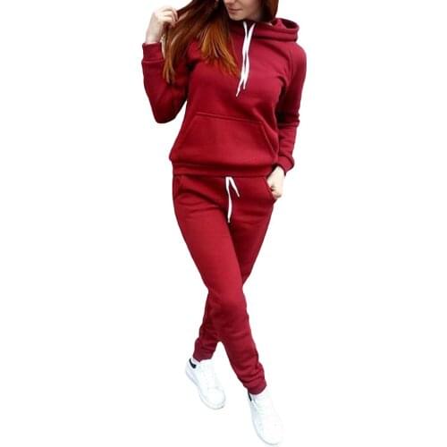Autumn Winter Tracksuit Womens Long Sleeve Thicken Hooded Sweatshirts 2 Piece Set Casual Sport Women Tracksuit Set Sportswear