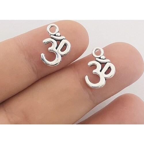 JINDINSP 20pcs Charms Yoga Om 16x11mm Antique Silver Color Plated Pendants Making DIY Handmade Tibetan Silver Color Jewelry