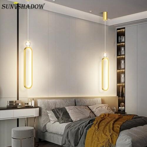 Home Lustre Modern Pendant Light For Bedside Hanging Lamp 110v 220v For Living Room Bedroom Dining Room Pendant Lamp Gold Frame