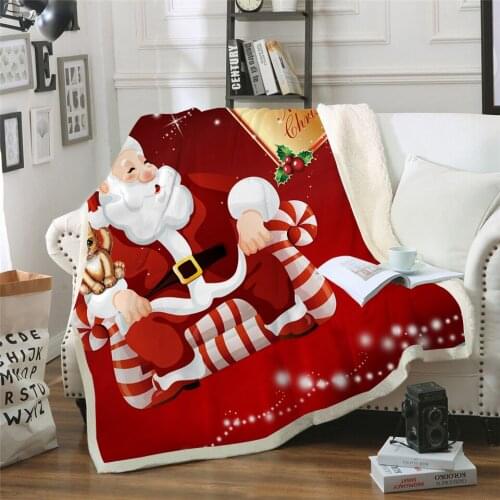 Christmas Throw Blanket Fashion Adult New Year Fleece Sherpa Blanket