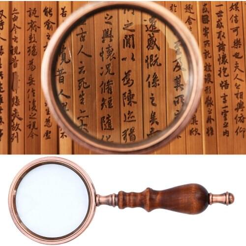10X Wood Handheld Magnifying Glass For Reading Antique Portable Books Elder Magnifier Map Inspection