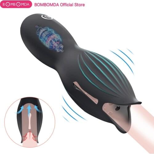 Sex Toys for Men Blowjob 10 Modes Penis Delay Trainer Male Masturbator Vibrator Oral Climax Sex Glans Stimulate Massager