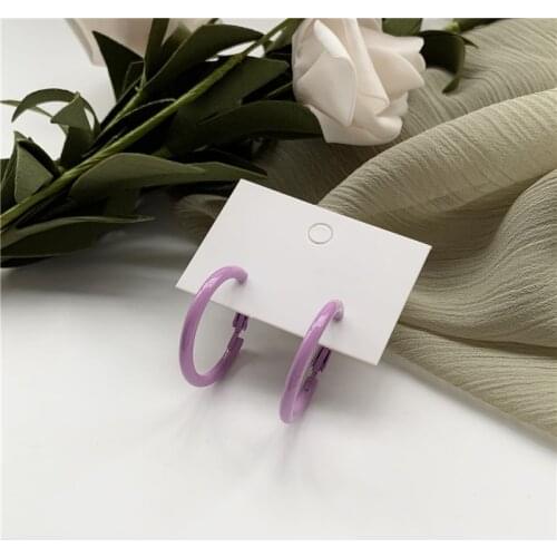 Exaggerated Purple Hoop Drop Earrings Korean Blue Round Circle Pendent Earrings for Women Girls Kids Ear Jewelry Gift Wholesale