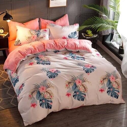 Warm Winter Cotton&flannel Multifunction AB Both Sides Flowers Tree Duvet Cover 3/4pcs Bedding Set Twin King Super King Size