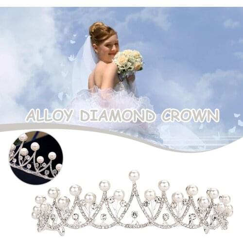 Beaded Crown Hair Hoop Glittery Rhinestone Bridal Tiaras Adjustable Alloy Hair Accessories for Bride Women FS99