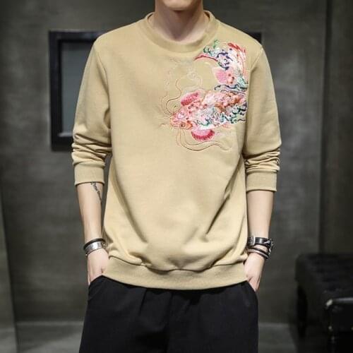 Japanese Streetwear MenS Clothing 2020 New Arrived Black Casual O-Neck Hoodie Sweatshirt Embroidery Hip Hop Pullover FF2960