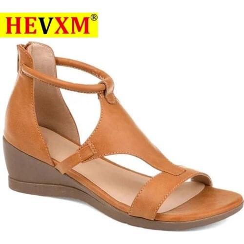 2020 Women Summer Sandals Mid Heels Wedges Shoes Woman Vintage Gladiator office Sandalias Party Beach Shoes Plus Size Dropship