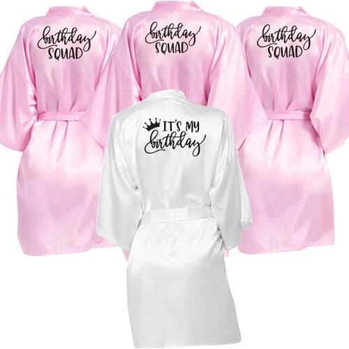 ITS MY Birthday & Squad Kimono Robe Bathrobe Women Birthday Robes Nightwear Robes Satin Robe Ladies Dressing Gowns