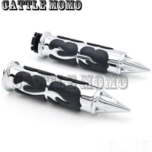 1" 25mm CNC Motorcycle Chrome Flame Sharp Handle Bar Hand Grips for Harley Shadow VT VTX1300 1800 handlebar grip