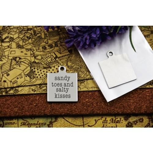 10pcs--stainless steel charms"sandy toes and salty kisses "5 style for choosing DIY Charms Pendants