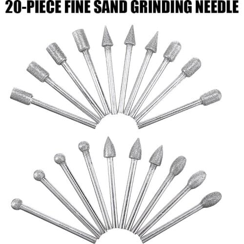 20pcs 3mm Shank Diamond Drills Grinding Heads Mini Drill Burrs Bit Set For Rotary Tool Grinders Polished Glass Carving