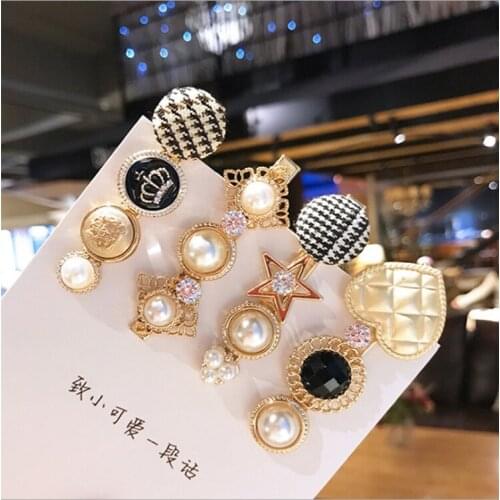 3Pcs/set Classic Crown Star Pearl Heart Hair Clips Pins For Women Girl Fashion Female Headwear Barrette Hair Beauty Accessories