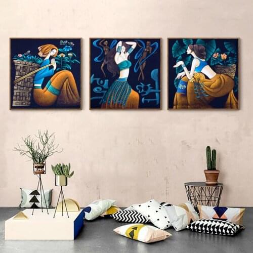 Watercolor Vintage Home Decoration Print Posters Modern Wall Art Girls Portrait Canvas Painting For Kids Nursery Decor Pictures