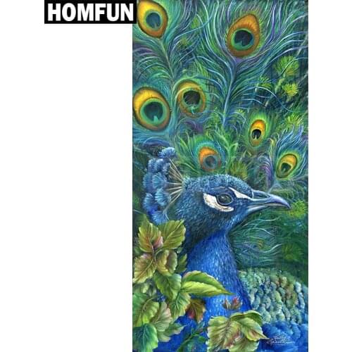 HOMFUN Full Square/Round Drill 5D DIY Diamond Painting "Peacock animal" 3D Embroidery Cross Stitch 5D Home Decor Gift A00347