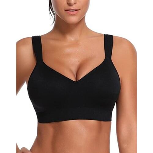 Womens Sports Bra Backing Sexy Deep-V Underwear Wire Free Breathable Top Gathering Closing Breasts Anti-Sagging Big Size Bras
