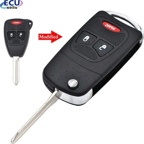 4 Buttons Flip Remote Key Case Shell For Dodge Jeep Commander Grand Cherokee Chrysler Aspen 300 Fob Car Key Cover