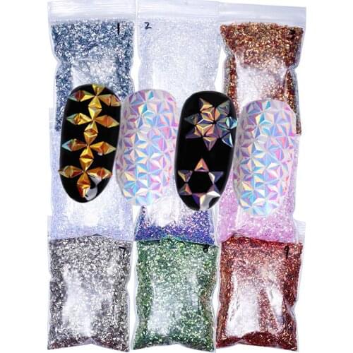 50g 1 bag triangle Flakes 3D DIY Sequins/ Bling bling triangle square glitter flakes for flake glitter and craft making,9 Colors