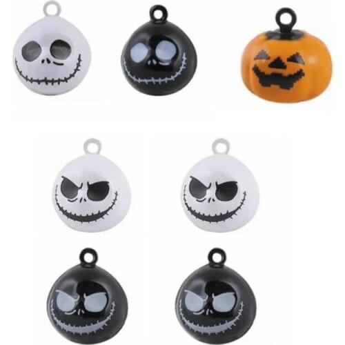 100 pcs Halloween pumpkin Nightmare Before Christmas bell pendant Charm DIY Jewelry Making