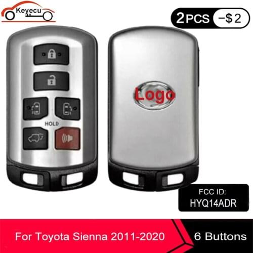 KEYECU for Toyota Sienna 2011-2020 Replacement Smart Remote Car Key Shell Case Fob 6 Button With Uncut Blade FCC ID: HYQ14ADR