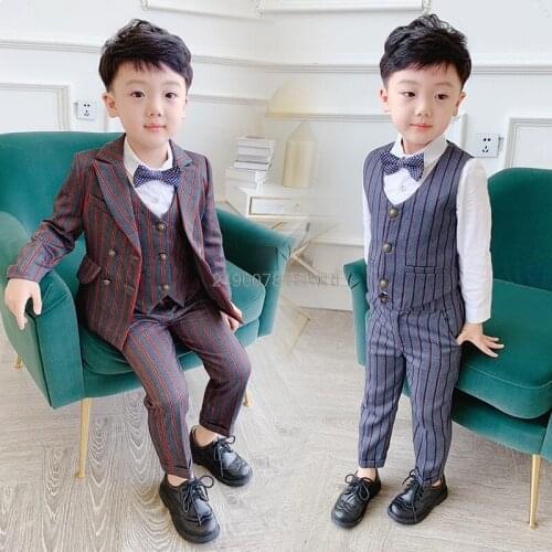 Flower Boys Wedding Suit Children Performance Party Dress Graduation Costume Gentleman Kids Prince Formal Tuxedos Blazer Jacket