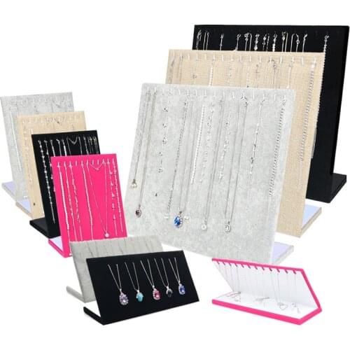 L Type Velvet/linen Necklace Pendant Organizer Holder jewelry Storage Board Display Board Nacklace Storage Display Stand